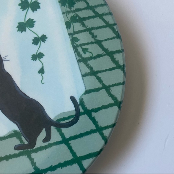 MEBEL Black Cat Trivet Made In Italy Melamine 7.75” EUC Flowers Plants Tray Dish - Picture 8 of 15